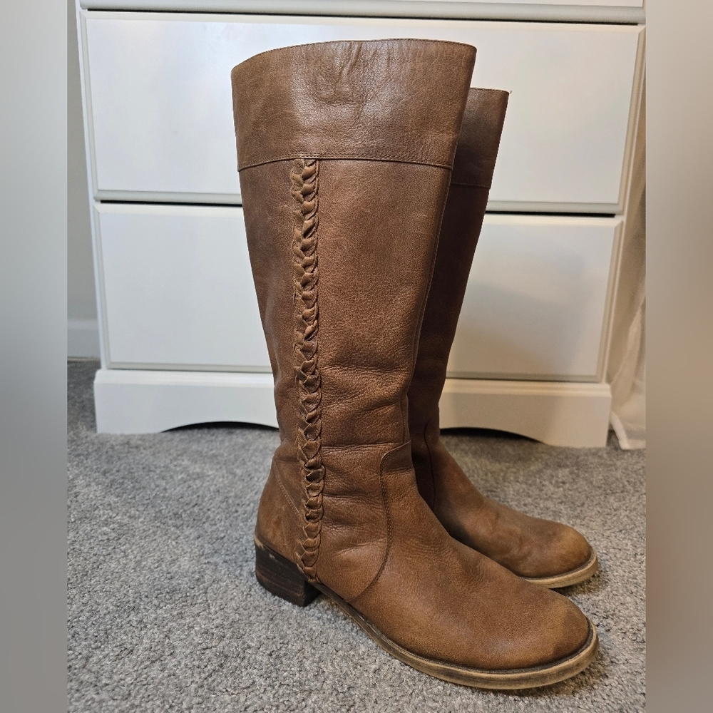 Lucky Brand Tall Leather Riding Boots Cowgirl Western Festival Rodeo 8.5